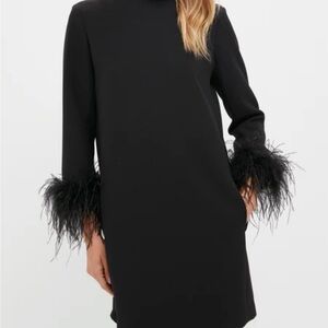 Tuckernuck Black Dress with Feather Cuffs